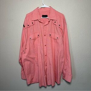 Rocawear Authentic Red Gingham Check Long Sleeve Button‎ Front Shirt 3X